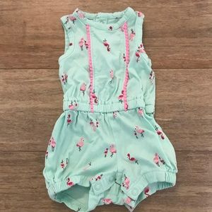 NB baby girl Carters Romper Flamingos